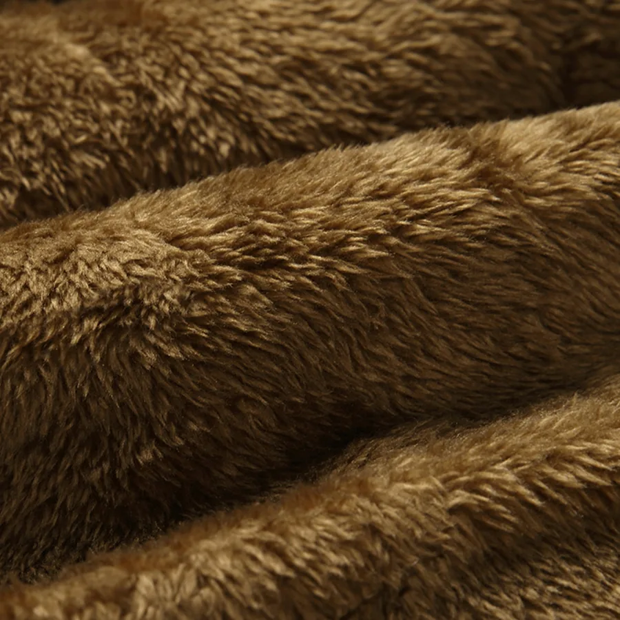 Close-up of a thick, plush fleece lining texture