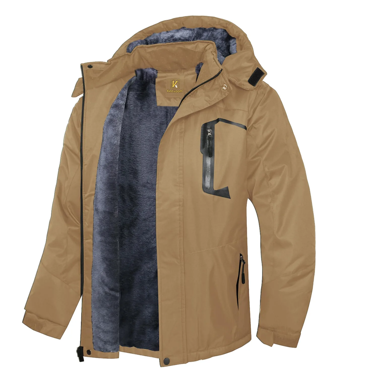 Keevoom Mens Winter Jackets Ski Snow Coats Warm Waterproof Hooded Raincoats Snowboarding Windproof Lined Windbreaker