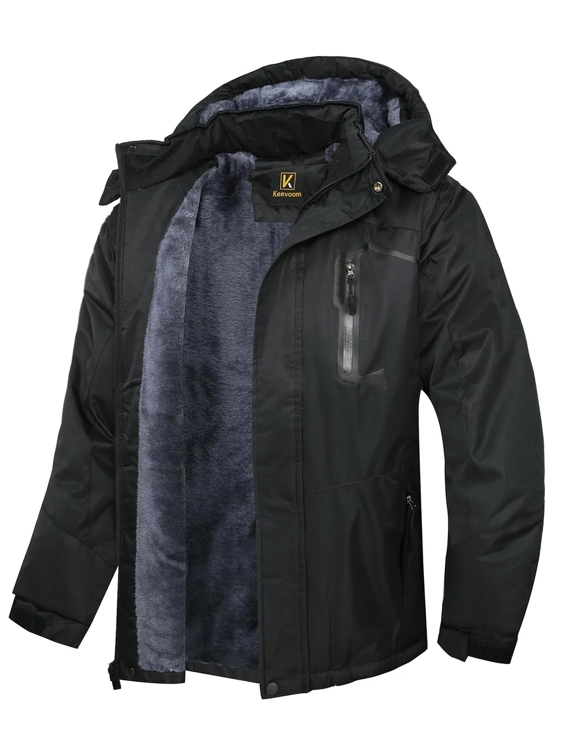 Keevoom Mens Winter Jackets Ski Snow Coats Warm Waterproof Hooded Raincoats Snowboarding Windproof Lined Windbreaker